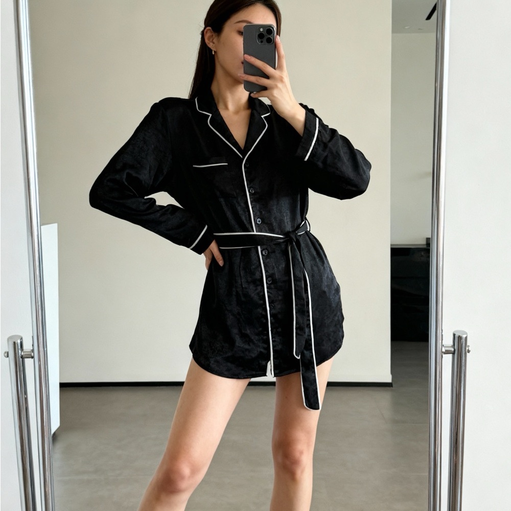 Forever 21 Black Satin Belted Sleep Shirt – Luxe Lounge Essential